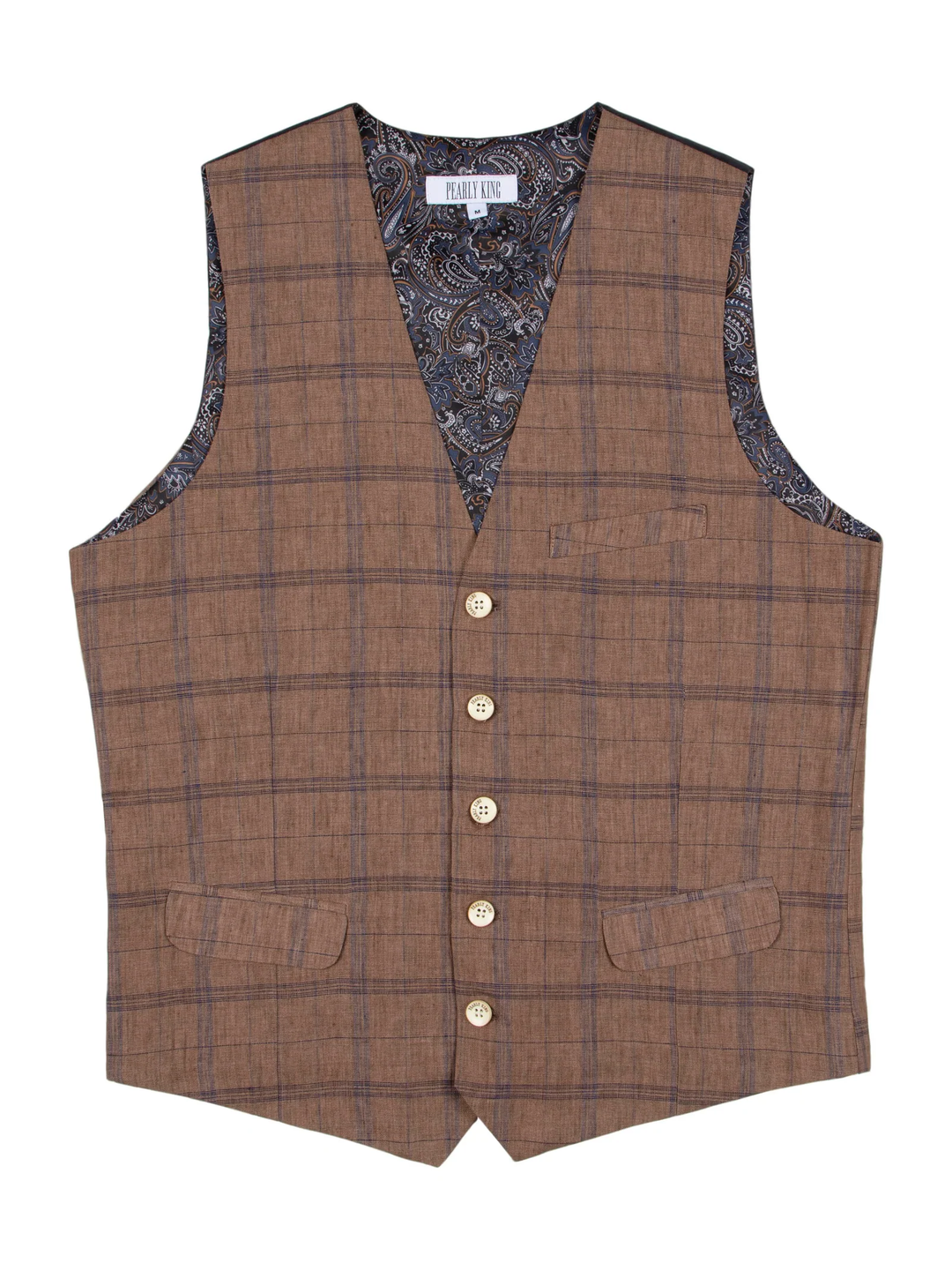 Pearly King - Haul Waistcoat in Beige Check | Buster McGee