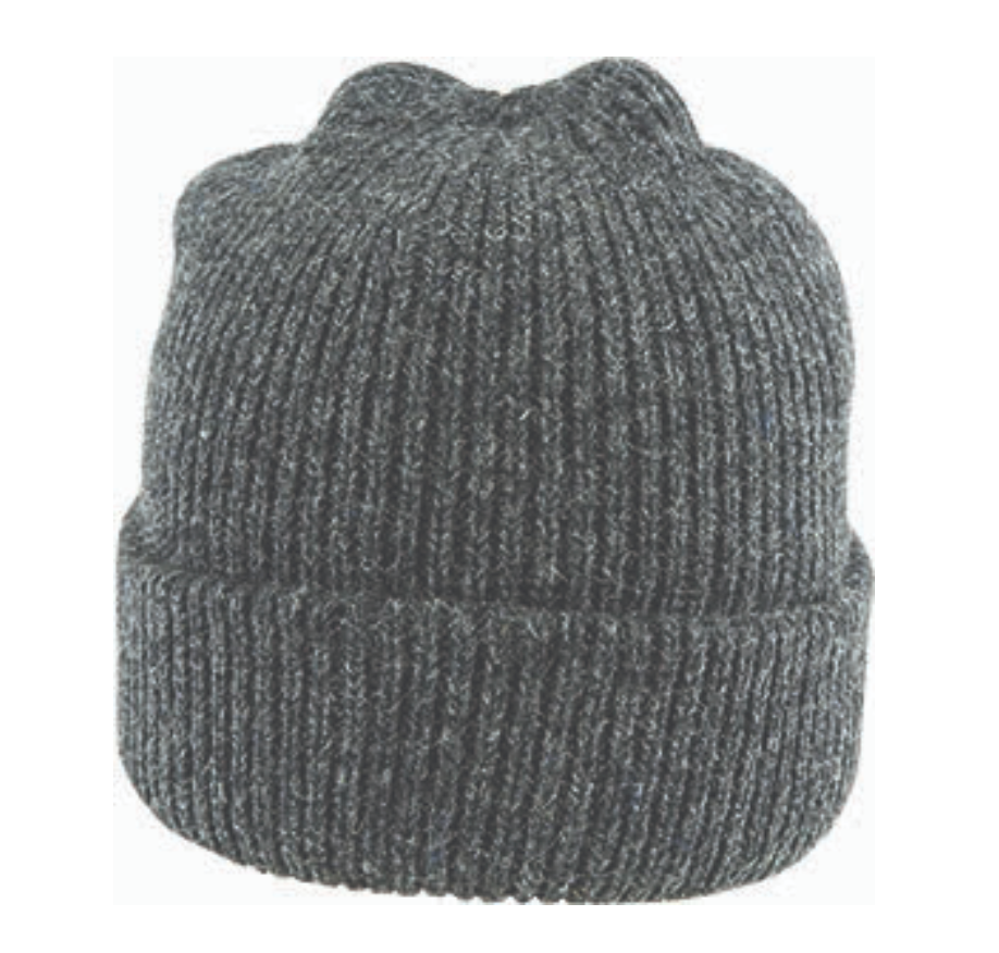 Fishermans Rib Double Knit Ragg Wool Beanie in Charcoal