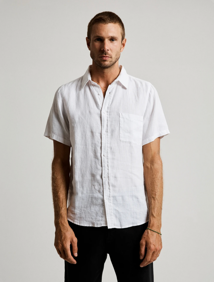 Mr Simple Linen Short Sleeve Shirt -  White | Buster McGee Daylesford