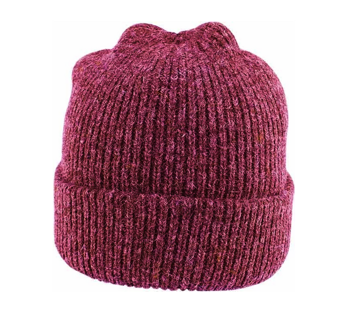 Fishermans Rib Double Knit Ragg Wool Beanie in Wine  | Buster McGee Daylesford
