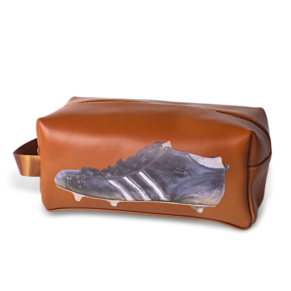 Three Stripe Boot Leather Toiletry Bag in Brown | Buster McGee