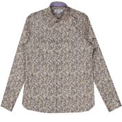 Pearly King Spar Liberty Inspired Leaf Print Shirt in Stone