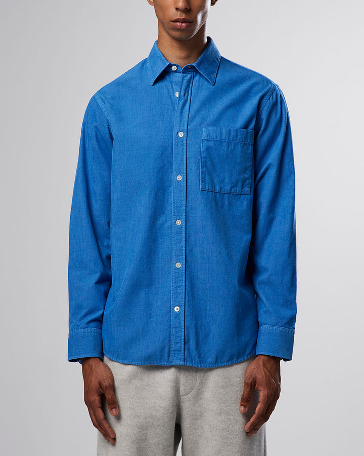 NN07 - New Arne 5120 Relaxed Cotton Blend Cord Shirt in Blue Coral