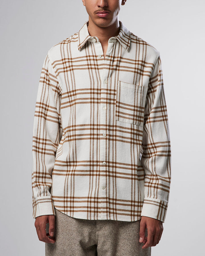NN07 - New Arne 5166 Cotton Blend Check Shirt in Camel | Buster McGee