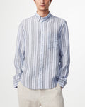 NN07 - Arne 5220 Linen LS Shirt in Navy Stripe | Buster McGee