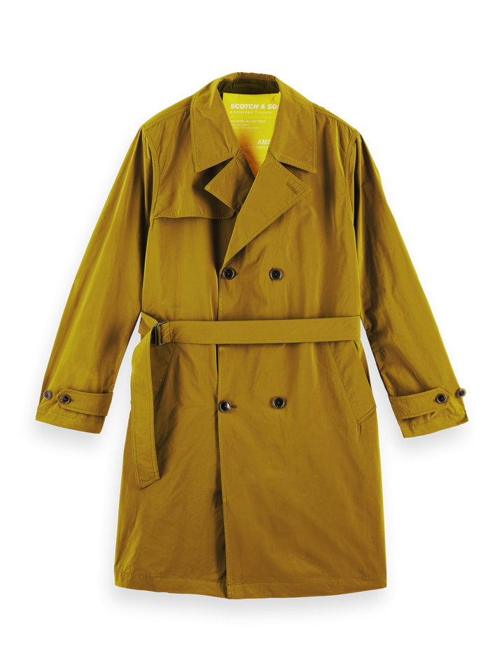 Scotch & Soda - Long Double Breasted Trench Coat in Khaki | Buster McGee