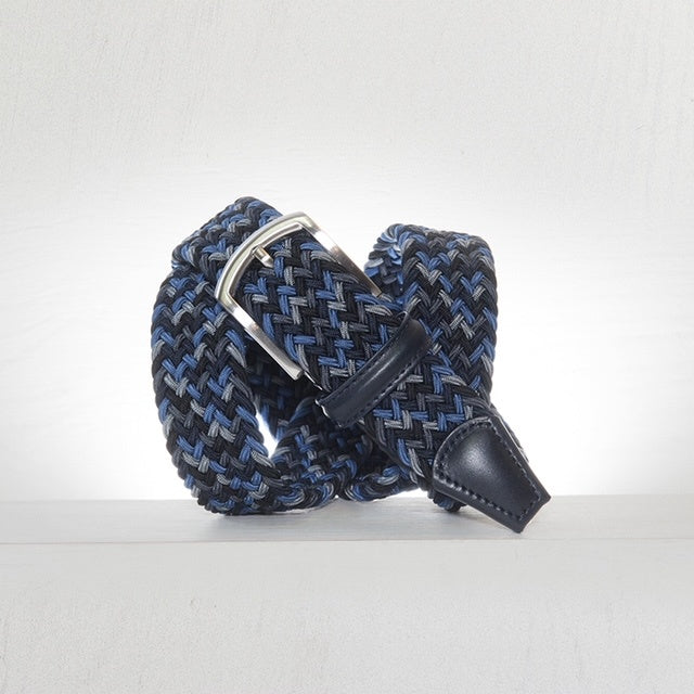 Anderson's Multi-Colour Stretch Woven Belt in Navy/Grey/Black/Blue | Buster McGee Daylesford