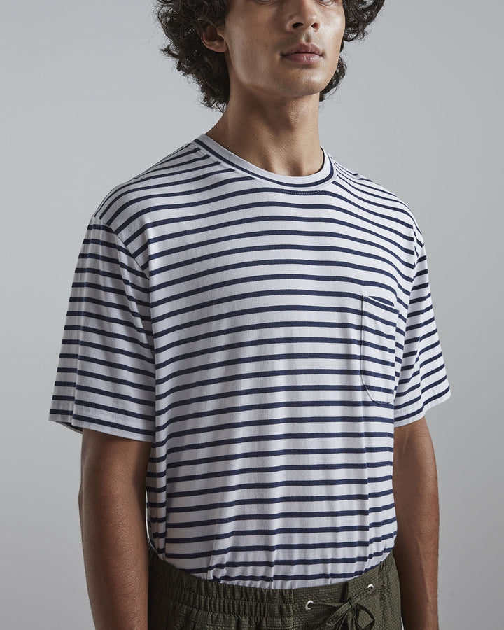 NN07 - Kurt SS 3461 Navy Stripe Tee | Buster McGee Daylesford