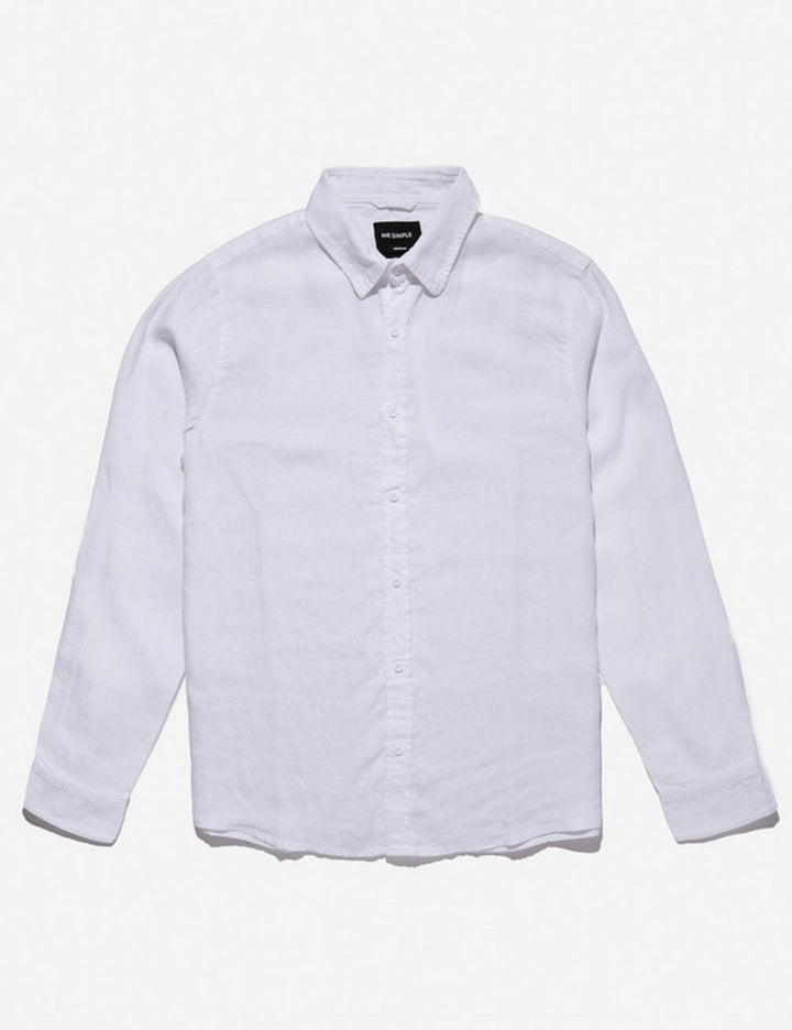 Mr Simple Linen Long Sleeve Shirt / White