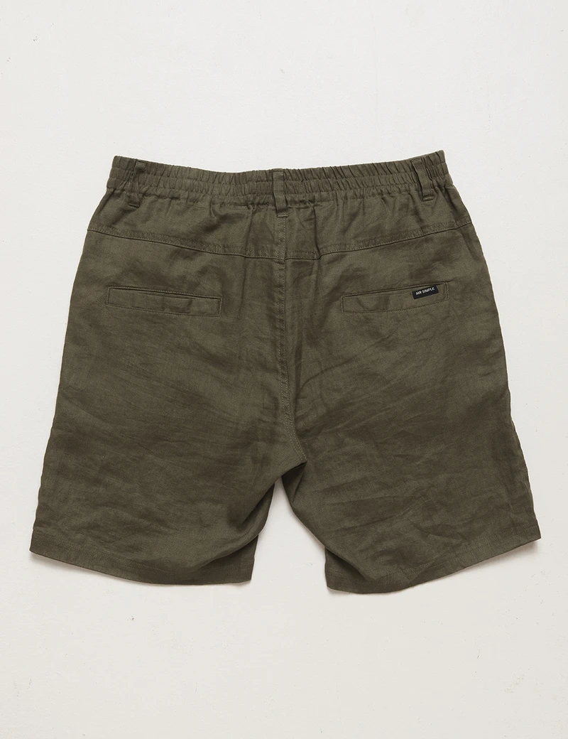 Mr Simple - Tanner 2.0 Linen Shorts in Fatigue | Buster McGee Daylesford