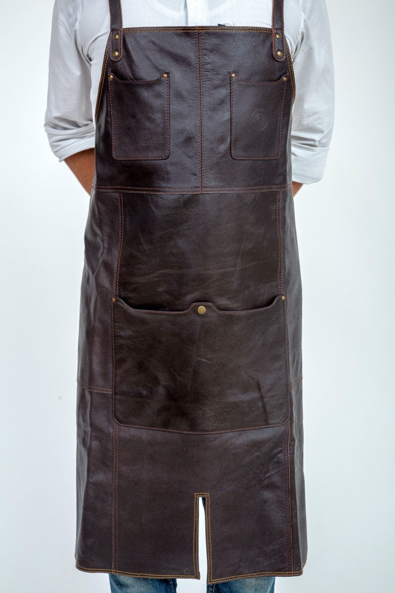 Indepal - Oliver Leather Apron in Brown Leather | Buster McGee Daylesford