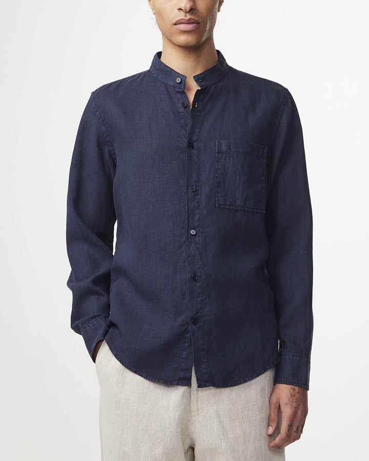 NN07 - Eddie 5706 Linen LS Shirt in Navy Blue | Buster McGee