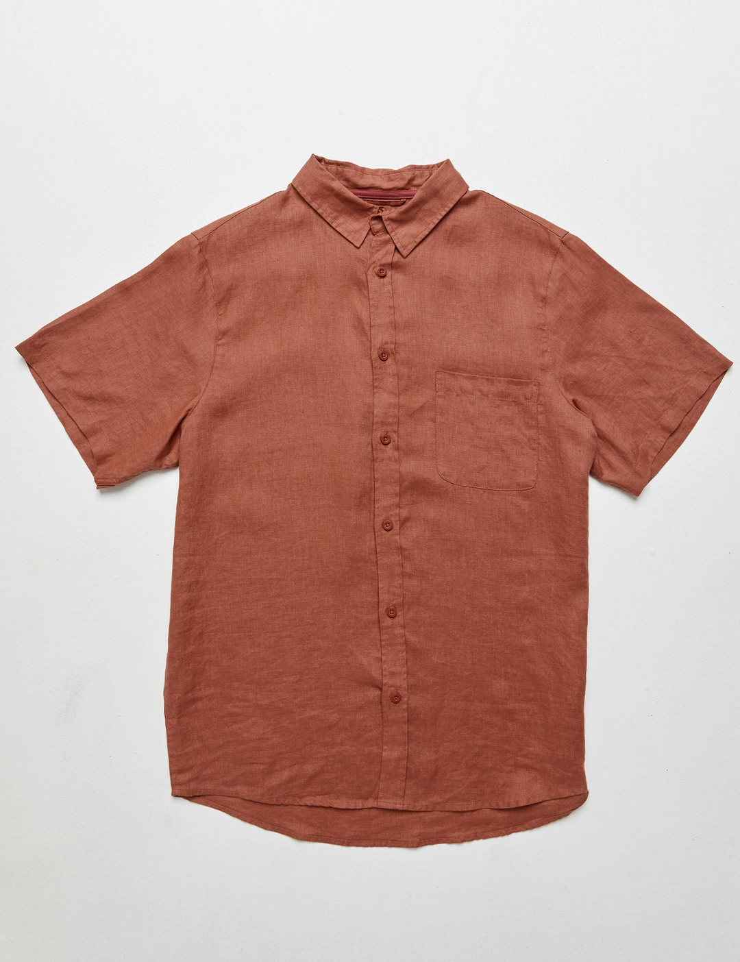 Mr Simple - Linen Short Sleeve Shirt / Brick | Buster McGee Daylesford