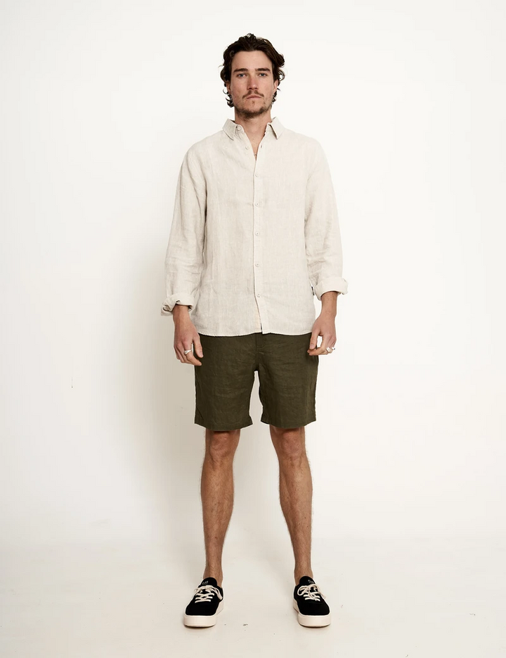 Mr Simple - Tanner 2.0 Linen Shorts in Fatigue | Buster McGee Daylesford