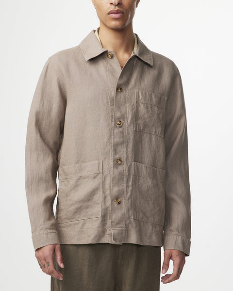 NN07 - Olav 1196 Linen Overshirt in Greige | Buster McGee
