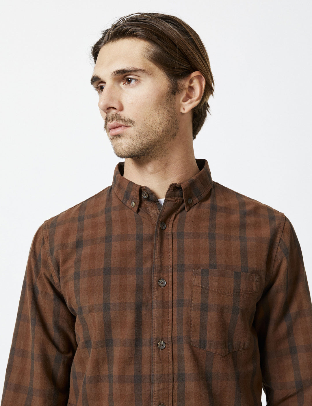 Mr Simple - Longsleeve Oxford Plaid Shirt in Fawn Plaid | Buster McGee